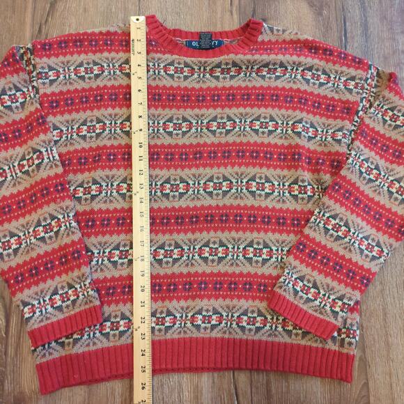 VTG Old Navy Women's Large Knit Sweater Pattern Aztec Fair Isle Grandma Retro - Picture 4 of 6